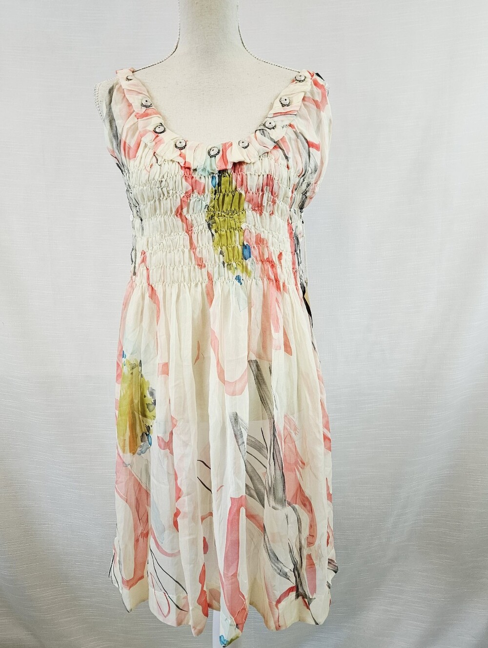 NWT Johnny Was Biya 100% Silk Abstract Dress size Large